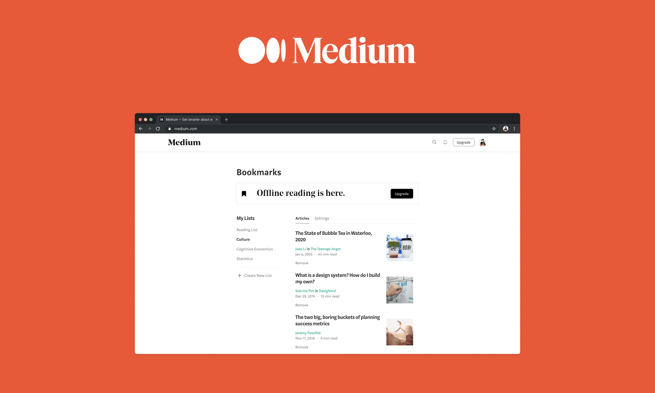 Medium bookmarking redesign