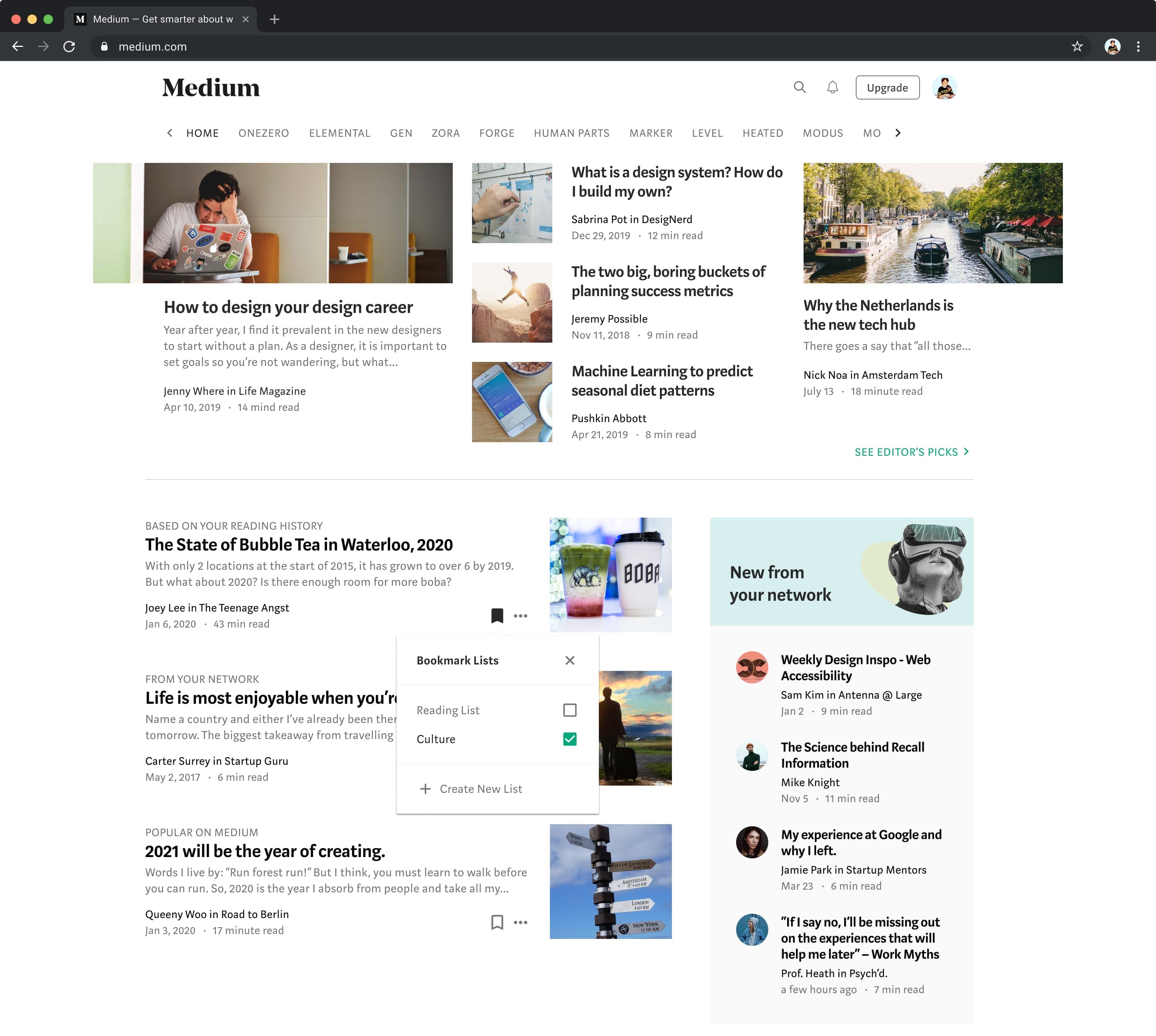 Bookmark interaction final design